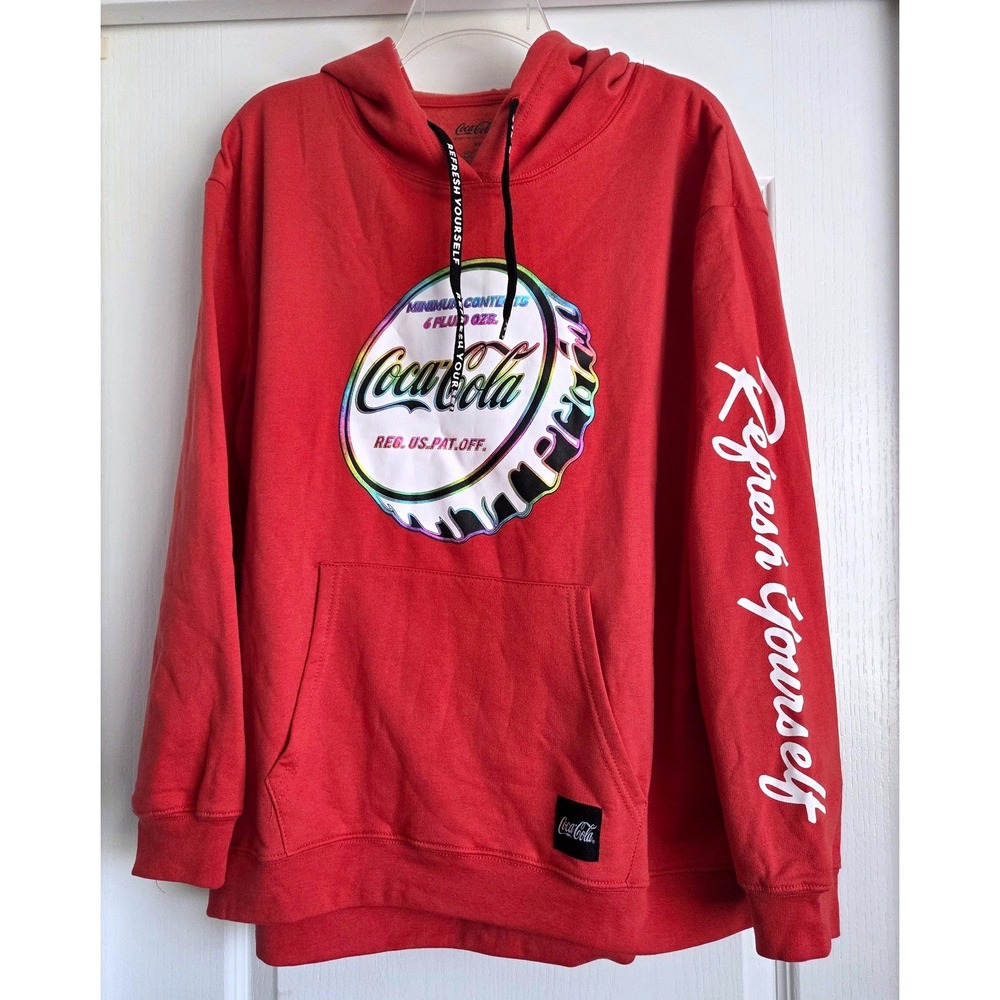Coca-Cola Red Bottle Cap Graphic Hoodie Sweatshirt Unisex XXL NEW Americana
